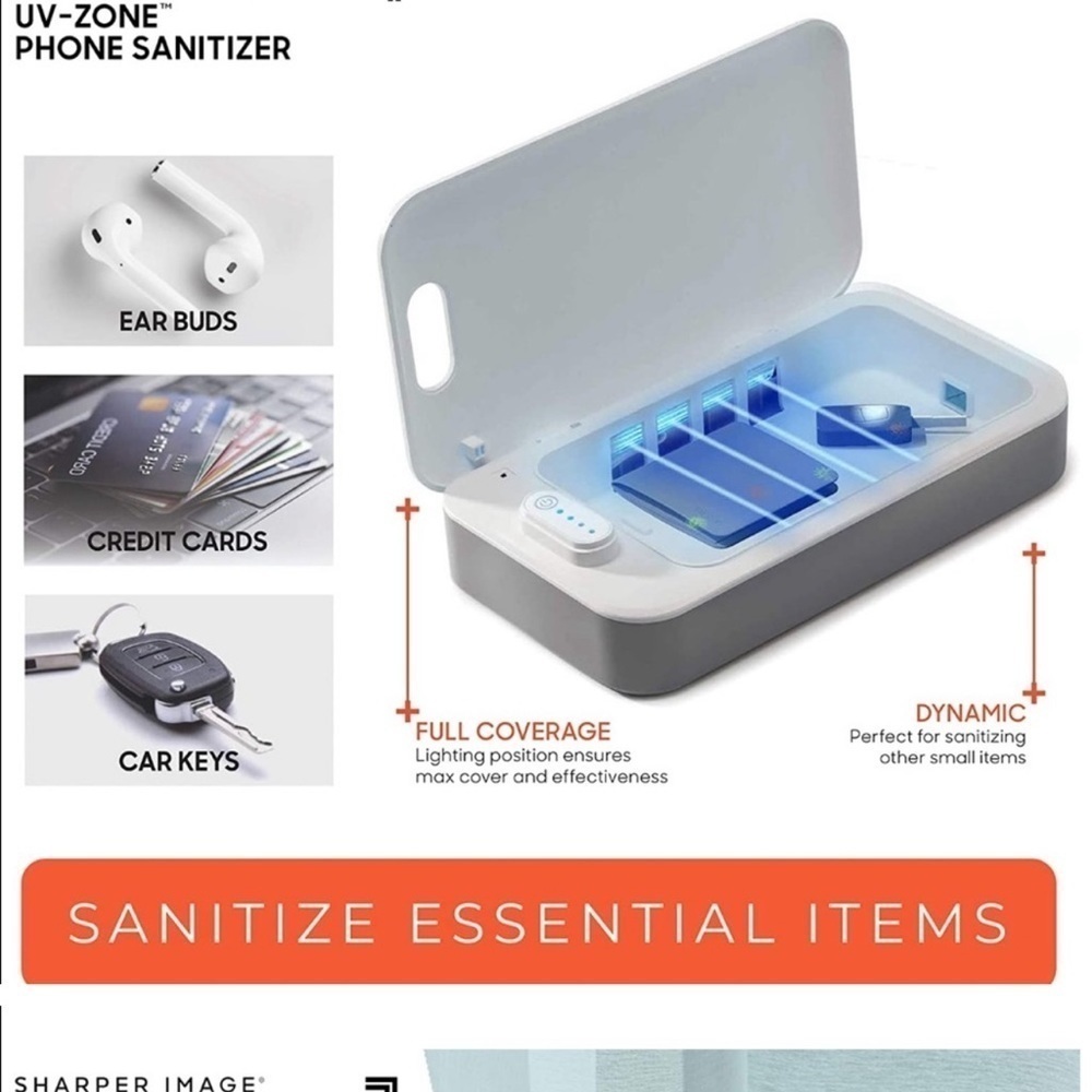 NIB Sharper Image UV Phone Sanitizer UV Zone Essentials Sanitize Charger - Picture 9 of 10